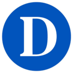 Dawson College logo - blue circle with white D in center